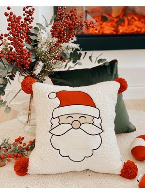 Empressco Yılbaşı Temalı Peluş Teddy Yastık Kılıfı, Beyaz, Sıcacık ve Sevimli Dekorasyon Parçası