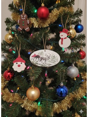 Empressco Beyaz 4 Parça Yılbaşı Süsü Seti, Kardan Adam, Noel Baba, Kurabiye Adam Dekoru