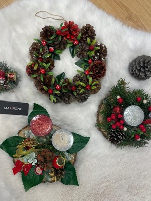 Empressco Yılbaşı Temalı Kapı Süsü ve Çelenk Seti, Mumluk ve Kozalakla Noel Süsleri