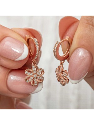 Skygo ​Gümüş Sallantılı Rose Çiçek Kadın Küpe