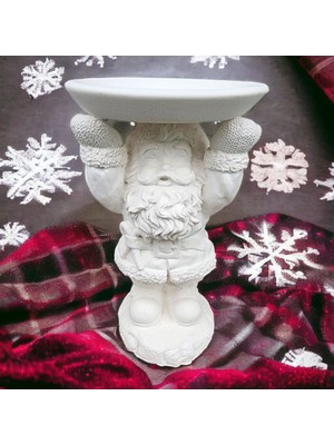Empressco Beyaz Aytaşı Noel Baba Tepsili Süslü Dekorasyon Hediye