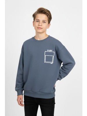 New Kids Baskı Detaylı Bisiklet Yaka Erkek Çocuk Sweatshirt
