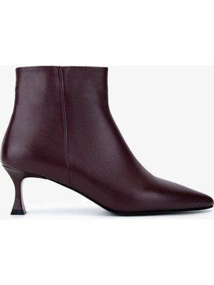 Valmenti Kadın Hakiki Deri Bordo Topuklu Bot 1135 0602 Bn Bot SK25-26 Bordo Derı