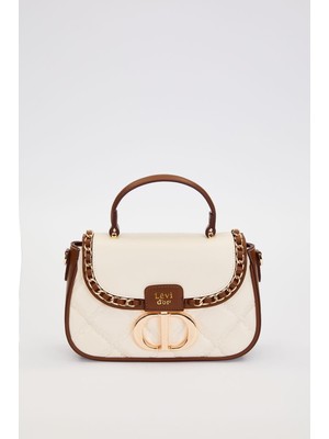 Levidor Krem Dikişli Kapitone Model El Çantası