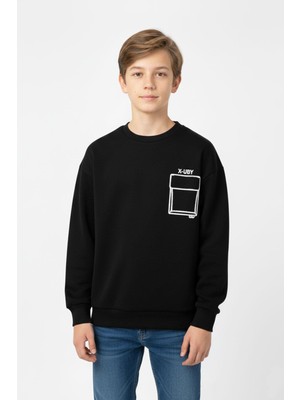 New Kids Baskı Detaylı Bisiklet Yaka Erkek Çocuk Sweatshirt