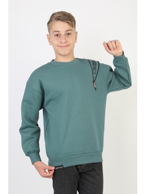 New Kids Fermuarlı Respect Baskılı Siyah Erkek Çocuk Sweatshirt