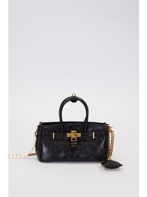 Levidor Siyah Uzun Inci Askılı Omuz Çantası