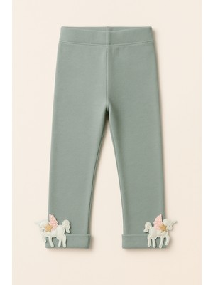 Katia & Bony Kız Çocuk Unicorn Aksesuarlı Tayt Pantolon Yeşil
