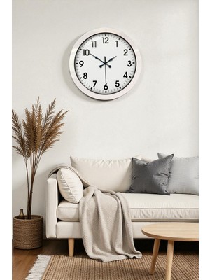 Zentime Beyaz Standart Dekoratif 36 Cm Metal Duvar Saati