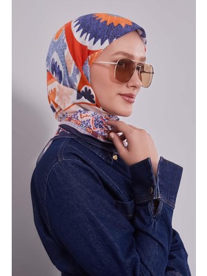 Lêvi D'or Lacivert Motif Desen Pamuk Eşarp