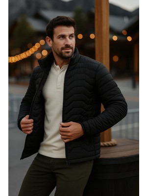 Comstar Erkek Trend Premium Siyah Şişme Mont