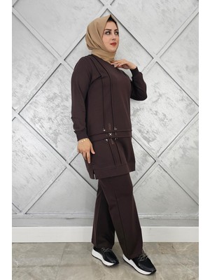 Pys Giyim Kadın Taş Detaylı Nervür Dikim Tesettür Takım