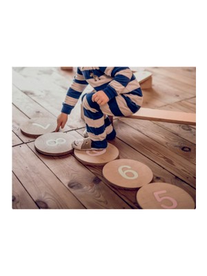 Empressco Renkli Ahşap Sayılar ve Basamak Taşları, Denge ve Öğrenme Seti