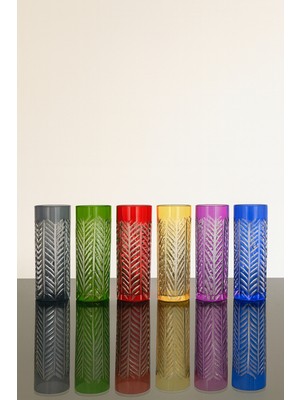 PLT Design Balık Sırtı Model 6 Renk El Işi Kesme Kahve Yanı Su Meşrubat Bardağı LBR320