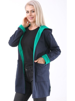 Günlük Renkli Kapüşonlu Spor Kadın Ceket