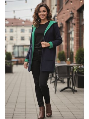 Günlük Renkli Kapüşonlu Spor Kadın Ceket