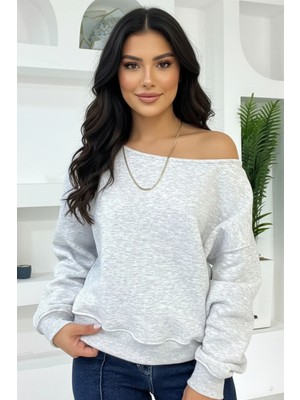 Venilife Üç Iplik Şardonlu Uzun Kollu Kayık Yaka Sweatshirt