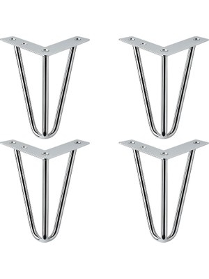Badem10 Martı 15 cm 4lü Set Gümüş Krom Metal Mobilya Ayağı Üçgen Modern Tasarım Koltuk Sehpa Masa Tv Ünitesi