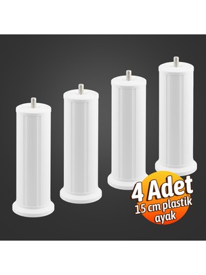 Badem10 Keson 4 Adet 15 cm Beyaz Plastik Mobilya Baza Tv Ünitesi Yükseltme Ayağı Robot Süpürge Uyumlu