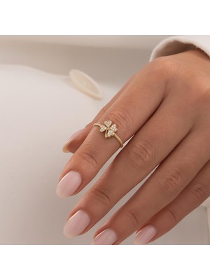 Hakan Mücevherat Taşlı Yonca 14 Ayar Altın Yüzük