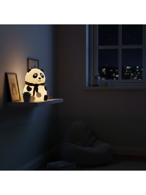 Sevimli Panda LED Gece Lambası – Silikon, Dokunmatik, Sarı Işık, Çocuk & Bebek Odası Masa Lambası