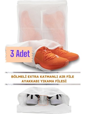 Helen's Home 3 Adet Airfile Lüks Fermuarlı Ayakkabı Yıkama Filesi Beyaz