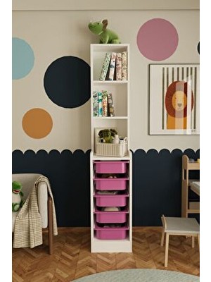 Remaks Lisano 5 Sepet Çok Amaçlı Oyuncak Dolabı Pembe