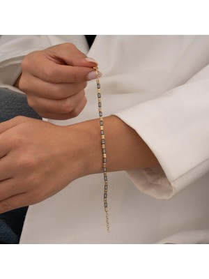 Hakan Mücevherat Siyah Taşlı 14 Ayar Altın Bileklik