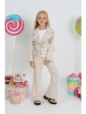 Star Pearl Kids Kız Çocuk Süet Ceket Takım