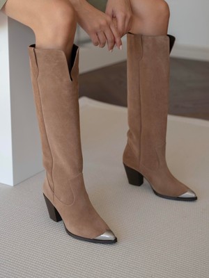 Ece'nin Butiği Bradley Camel Süet Hakiki Deri  Çizme