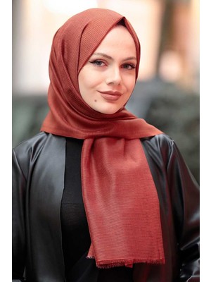 Neva Style Çizgili Kiremit Şal 7547KRMT