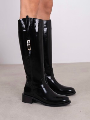 Ece'nin Butiği Zirya Siyah Rugan Hakiki Deri Kadın Çizme