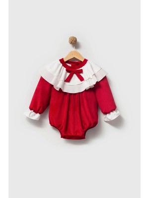 Aysskids Brıella Uzun Kollu Özel Gün Bayramlık Fiyonk Detaylı Kız Bebek Romper