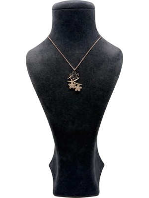 NC Larimar Gmüş Rose Çiçekli  Gümüş Kolye 925 Ayar