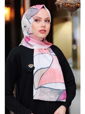 Neva Style Desenli Kiremit Tesettür Şal 5214KRMT