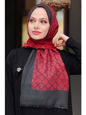 Neva Style Petek Desenli Bordo Tesettür Şal 50172BR