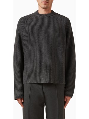 About Blank Rib Mock Neck Crew Cotton Knit Antrasit Erkek Kazak