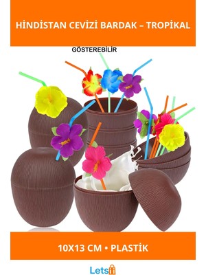 Letsii Tropikal Hindistan Cevizi Pipetli Bardak 10X13CM