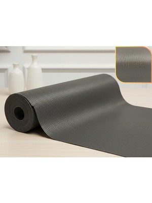 Almital Mobilya Aksesuarlari Almital 48 cm x 1 M Antrasit Çizgi Desenli Suni Deri, Çekmece içi Kaydırmaz Halı , Dolap içi raf örtüsü
