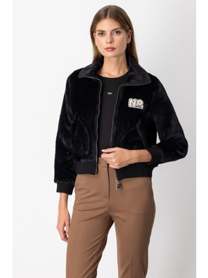 On Triko Cep Detaylı Peluş Mont 66720