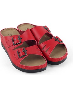 M Miel Kadın Ortopedik Çift Bantlı Tokalı Rahat Ev Terliği Terlik