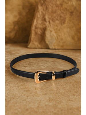 Williampolo Full Grain  Deri Gold Toka Siyah Kadın Kemer