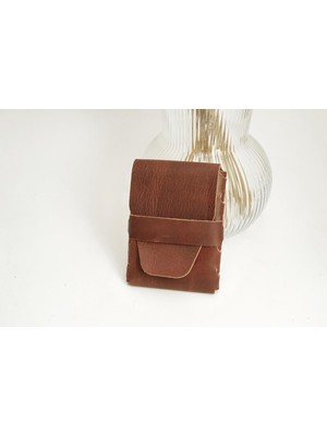 %100 Hakiki Deri El Yapımı Minimalist Tasarım Unisex Dikişsiz Kadın / Erkek Kartlık Cüzdan