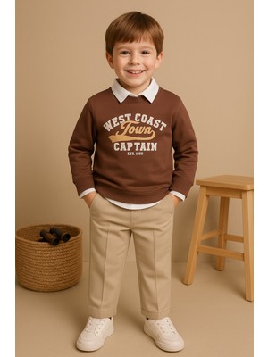 tinytrends Erkek Bebek&çocuk West Coast Tour 3'lü Takım Sweatshirt Gömlek Pantolon