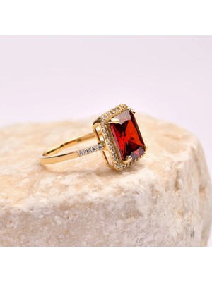 Oro Bravo 14 Ayar Altın Yakut Yüzük, Değerli Taşlı Altın Yüzük