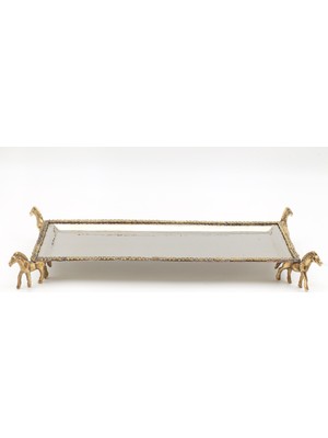 Antep Sepeti Gümüş Kaplama Bakır At Motifli Tepsi