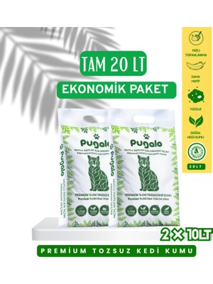 Pugalo Kokusuz Naturel Kedi Kumu 10LT x 2 Adet