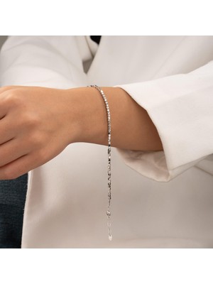 Hakan Mücevherat Küp Model 14 Ayar Beyaz Altın Bileklik