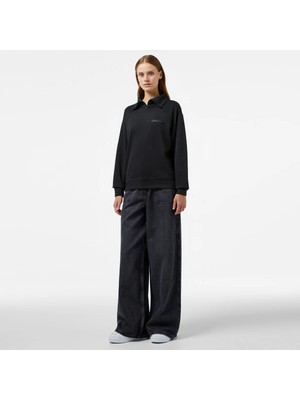 Lacoste Kadın Regular Fit Fermuarlı Dik Yaka Siyah Sweatshirt