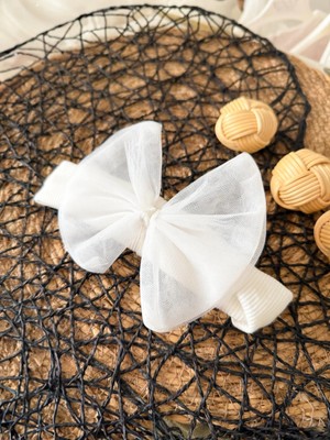 Aysskids Kız Beyaz Tül Fiyonk Bandana Toka